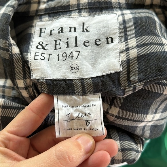 Frank & Eileen Eileen Plaid Charcoal Gray Long Sleeve Button Down Modal XXS - Picture 6 of 9